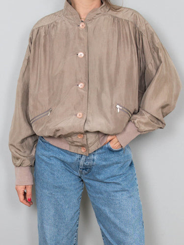 Beige Seidenjacke Vintage