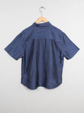 Laden Sie das Bild in den Galerie-Viewer, Blaue Seidenbluse Vintage