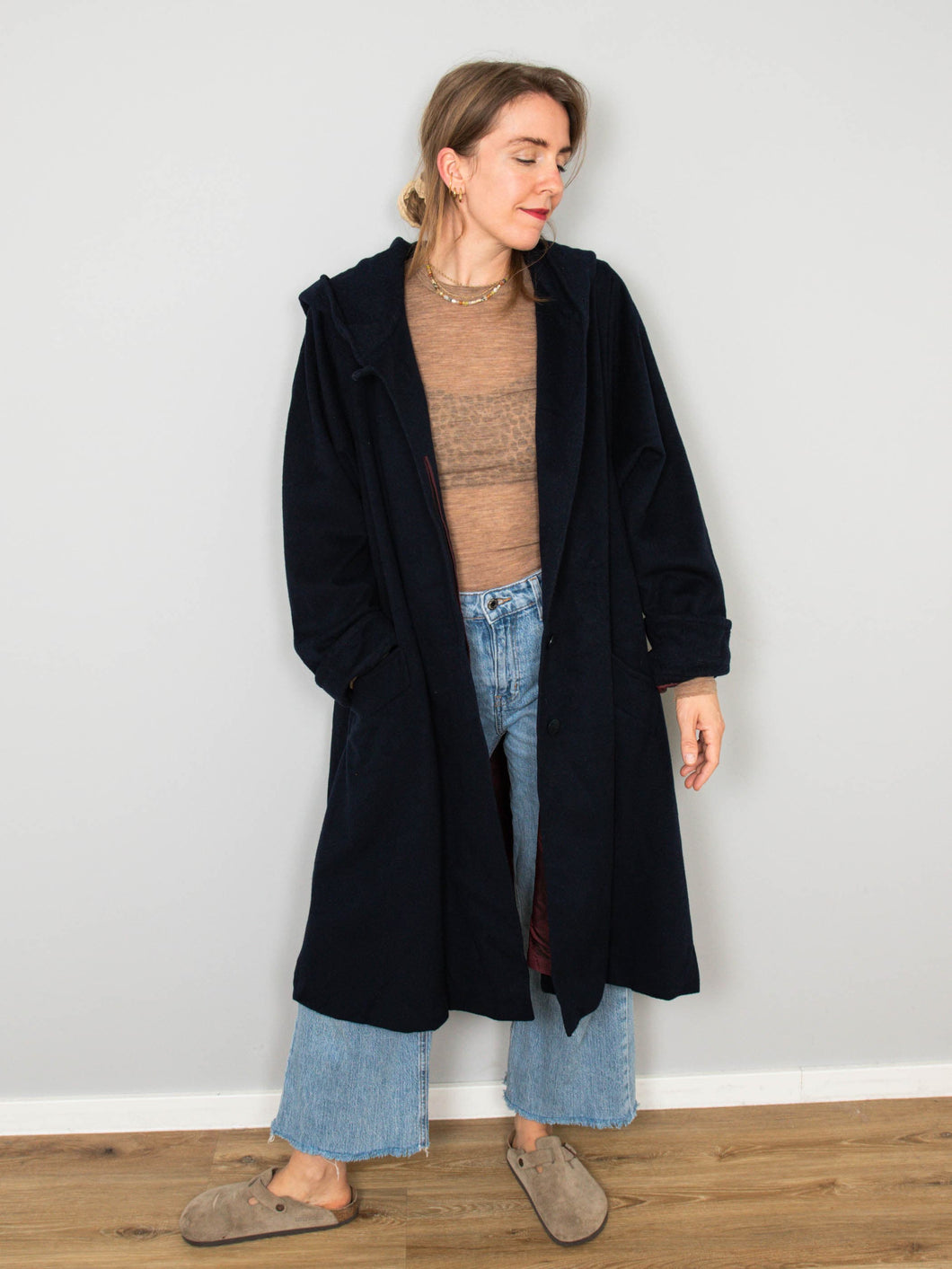 Blauer Wollmantel Vintage