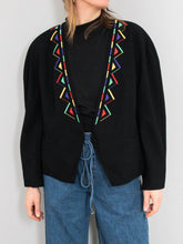 Laden Sie das Bild in den Galerie-Viewer, Wollblazer Schwarz Bunt