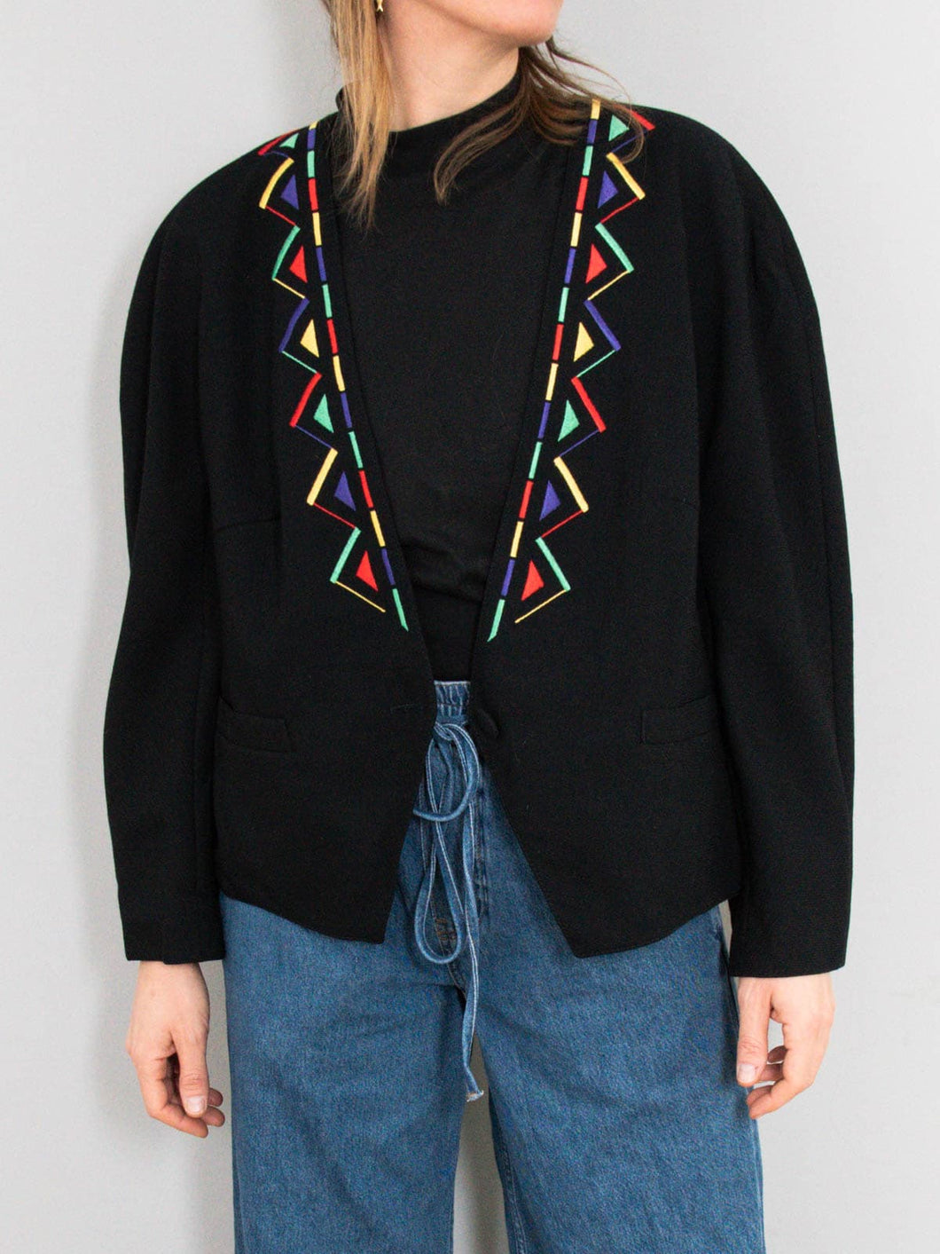 Wollblazer Schwarz Bunt