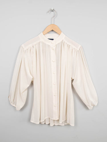 Bluse Creme Stehkragen