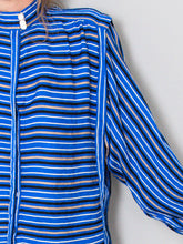 Laden Sie das Bild in den Galerie-Viewer, Bluse Seide Vintage Blau