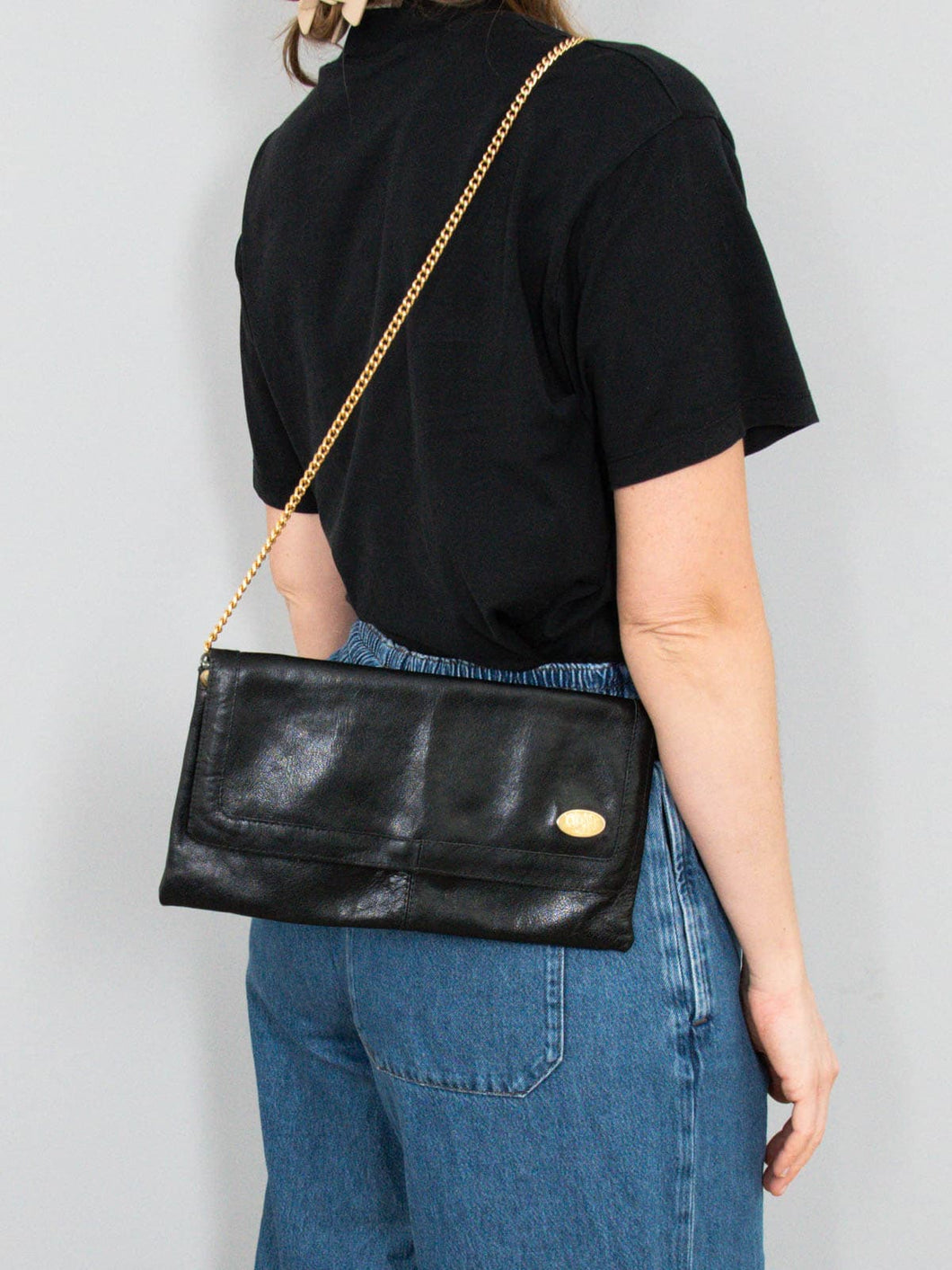 Clutch Schwarz Leder