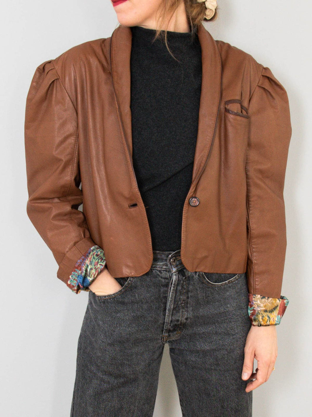 Cropped Vintage Lederjacke