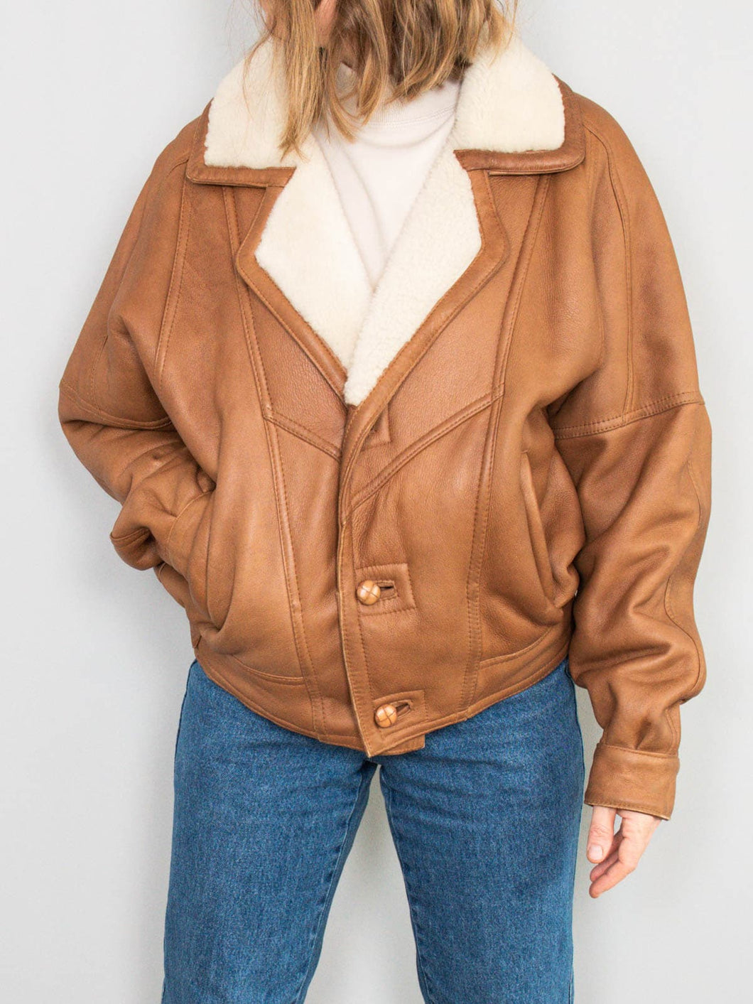 Gefütterte Lederjacke Lammfell