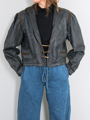 Graue Lederjacke Kurz