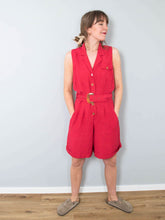 Laden Sie das Bild in den Galerie-Viewer, Jumpsuit Leinen Rot Vintage