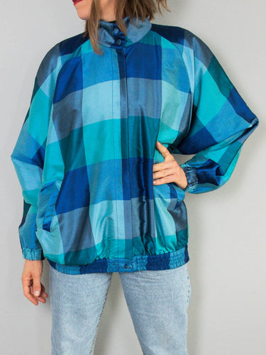 Karierte Seidenjacke Vintage