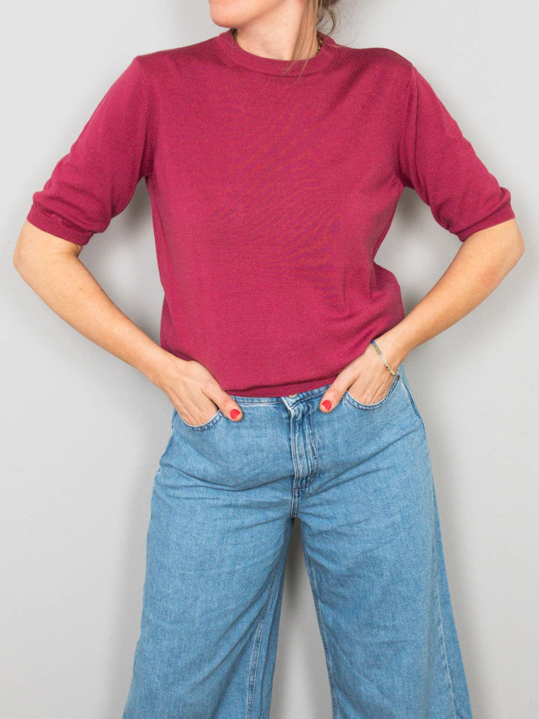 Oberteil Wolle Fuchsia