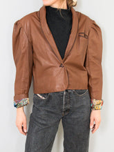 Laden Sie das Bild in den Galerie-Viewer, Lederjacke Braun Cropped