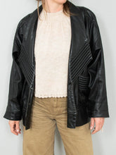 Laden Sie das Bild in den Galerie-Viewer, Lederjacke Schwarz Vintage