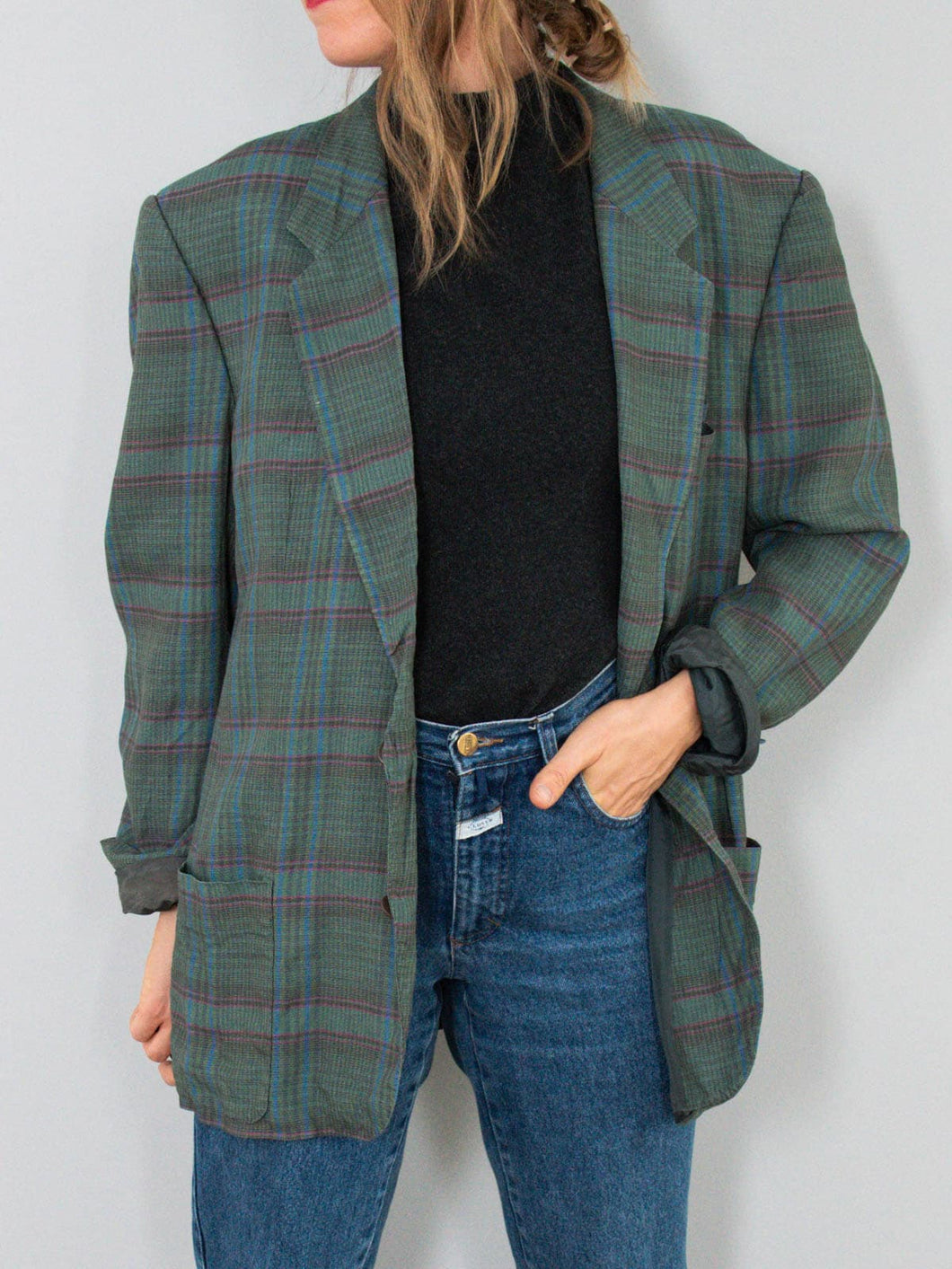 Leinenblazer Kariert Vintage