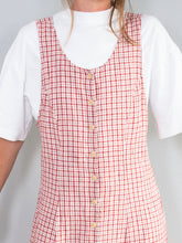Laden Sie das Bild in den Galerie-Viewer, Leinenkleid Kariert Vintage