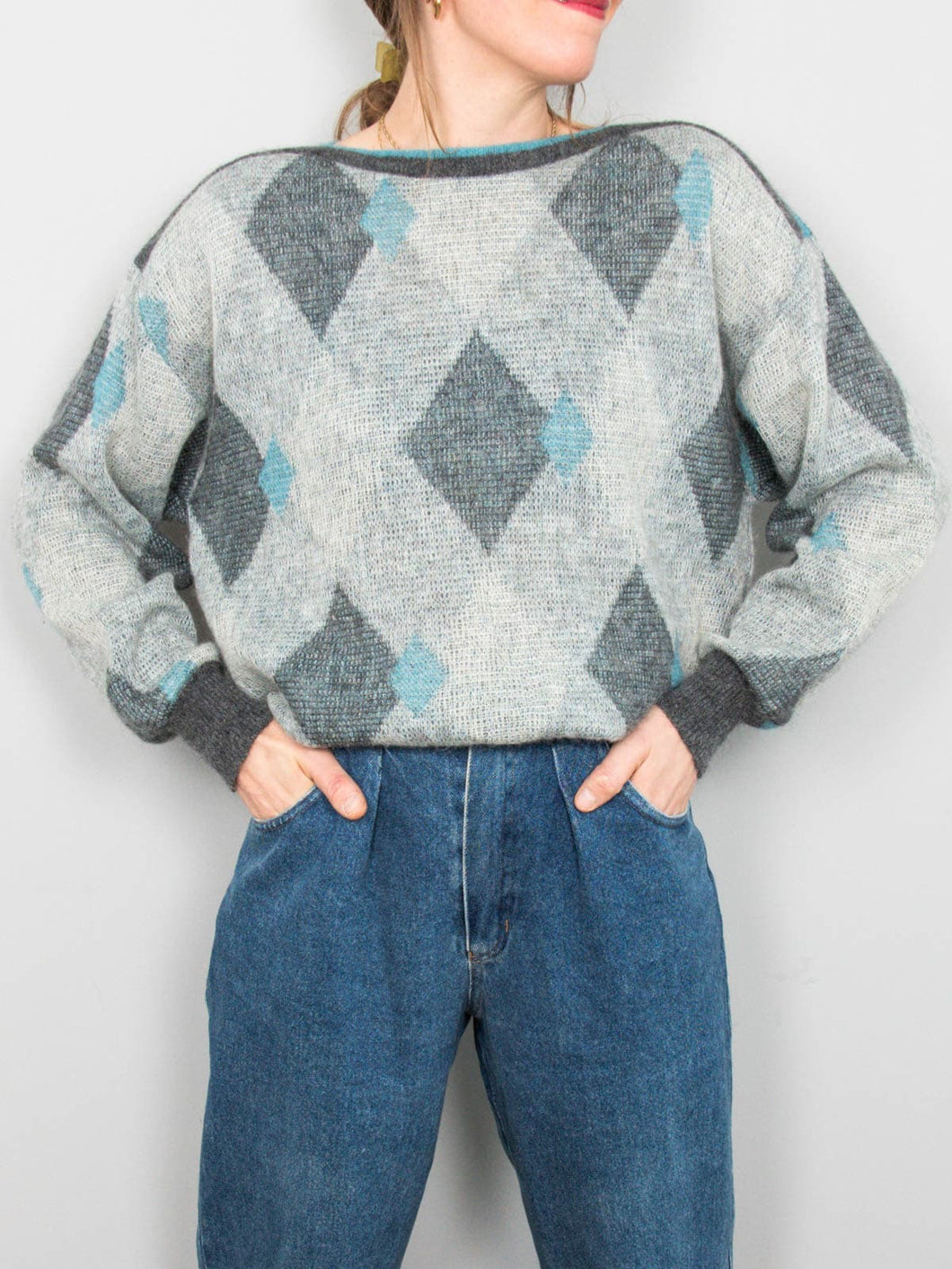 Mohair Pullover Karos