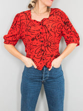 Laden Sie das Bild in den Galerie-Viewer, Rote Bluse Vintage