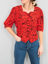 Laden Sie das Bild in den Galerie-Viewer, Rote Vintage Bluse