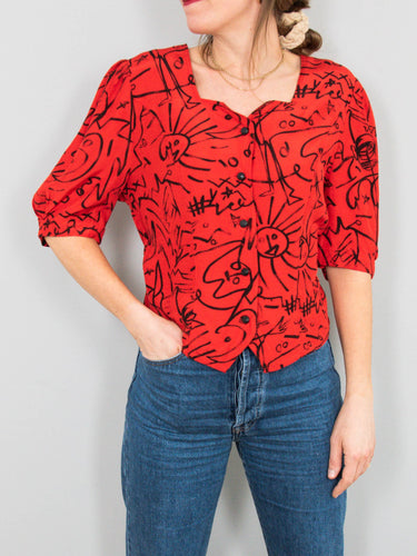 Rote Vintage Bluse