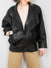 Laden Sie das Bild in den Galerie-Viewer, Schwarze Lederjacke Vintage