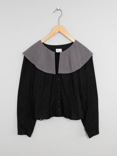 Schwarze Vintage Bluse