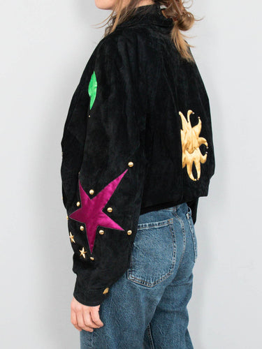 Schwarze Wildlederjacke Vintage