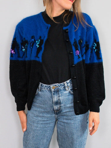 Cardigan Blau Schwarz