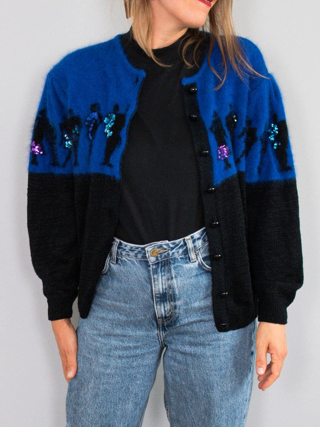 Cardigan Blau Schwarz