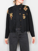 Laden Sie das Bild in den Galerie-Viewer, Schwarzer Cardigan Vintage