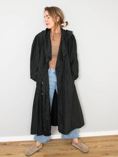 Oversize Seidenmantel Schwarz