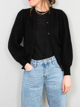 Laden Sie das Bild in den Galerie-Viewer, Schwarzer Vintage Cardigan Angora