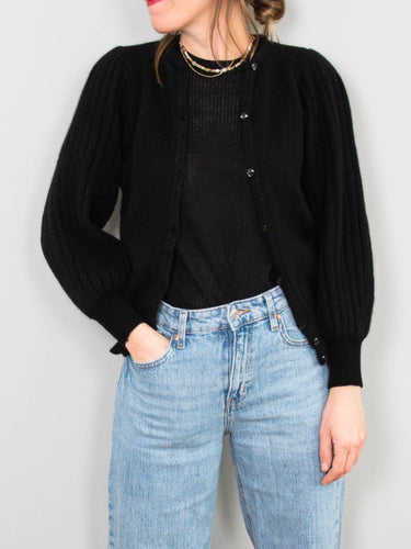 Schwarzer Vintage Cardigan Angora