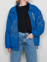 Laden Sie das Bild in den Galerie-Viewer, Seidenjacke Blau Gold