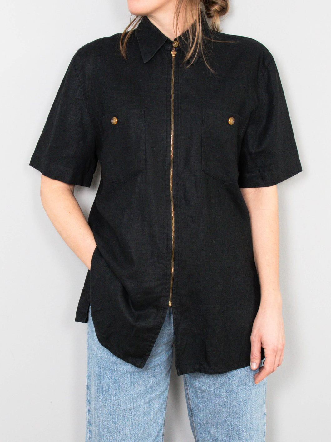 Tunika Leinen Schwarz