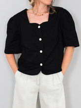 Laden Sie das Bild in den Galerie-Viewer, Cropped Bluse Schwarz