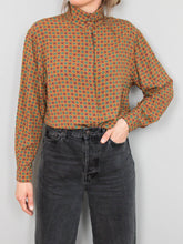 Laden Sie das Bild in den Galerie-Viewer, Vintage Bluse Stehkragen