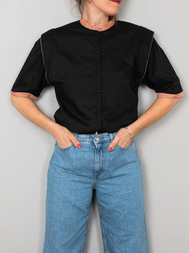 Vintage Bluse Stehkragen