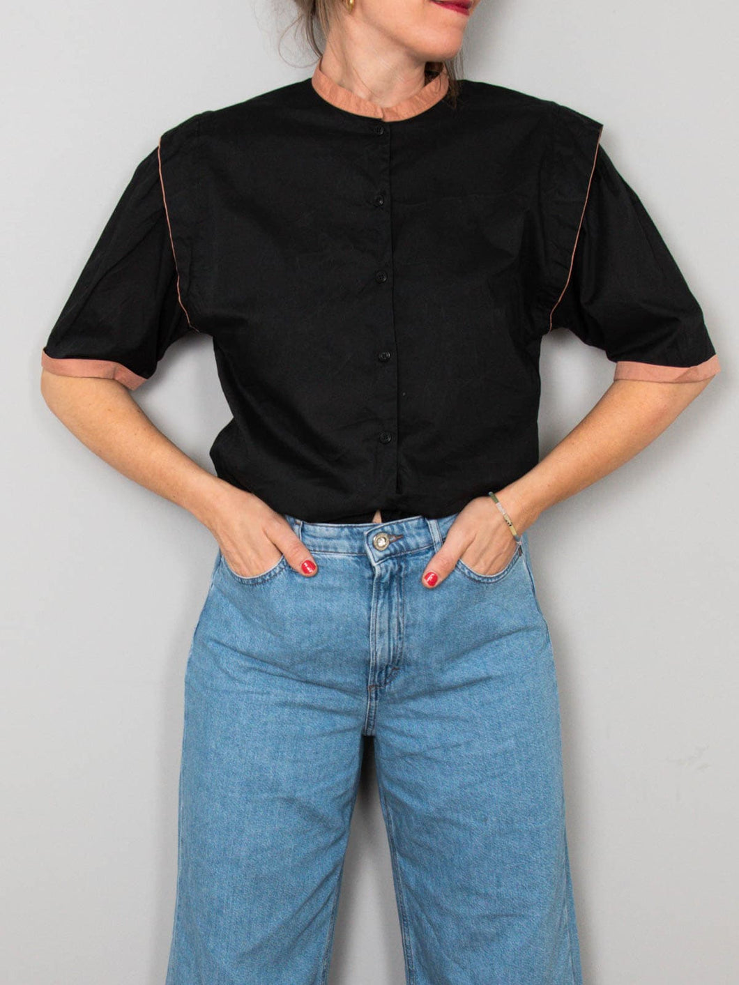 Vintage Bluse Stehkragen