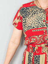 Laden Sie das Bild in den Galerie-Viewer, Vintage Kleid Rot Leo
