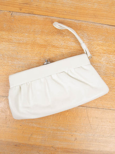 Vintage Lederclutch Creme
