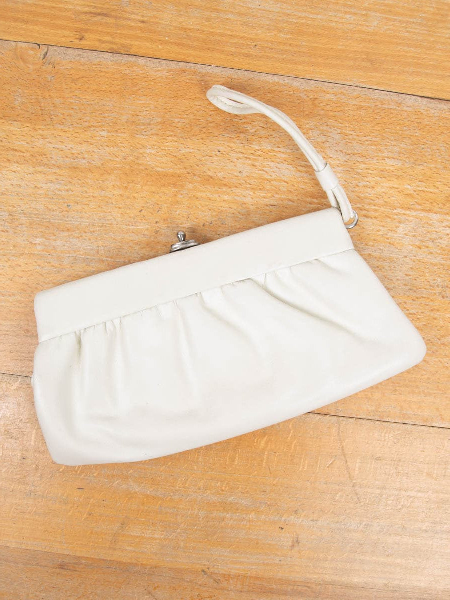 Vintage Lederclutch Creme
