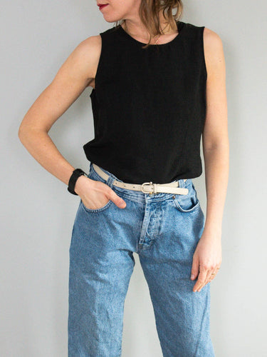 Vintage Leinentop Schwarz