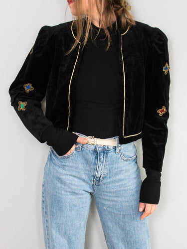Vintage Samtjacke Schwarz