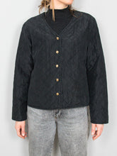 Laden Sie das Bild in den Galerie-Viewer, Vintage Jacke Seide Schwarz