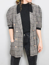 Laden Sie das Bild in den Galerie-Viewer, Kurzarm Leinenblazer Kariert