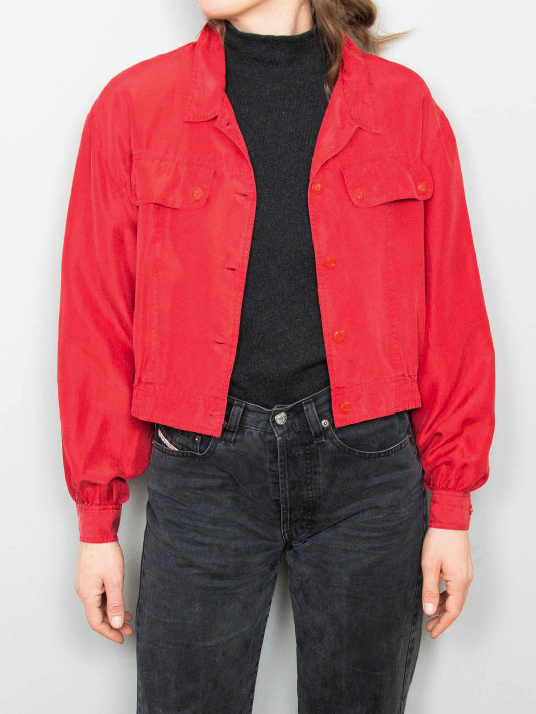 Seidenjacke Cropped Rot